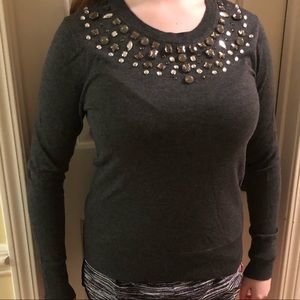 Dark Grey Jeweled Sweater